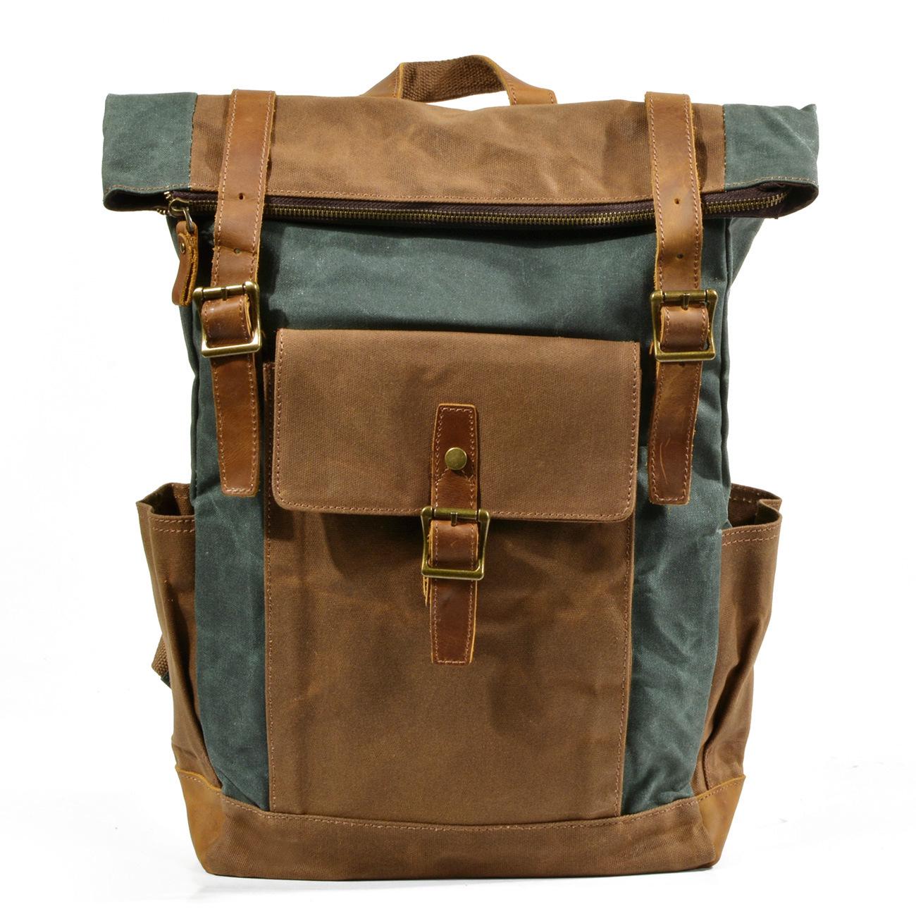 Стильный европейский и американский водонепроницаемый холщовый дорожный рюкзак большой вместимости: Прочный, Повседневный и Износостойкий для Мужчин