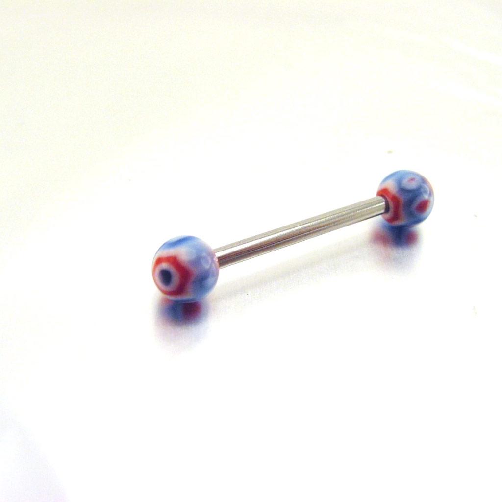 Les Trésors De Lily [E6821] - Piercing na Língua 'Tecno' Azul Vermelho