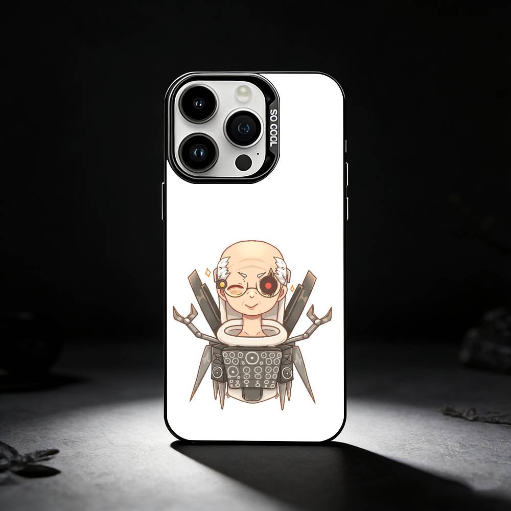 C-Cartoon S-Skibidi Toilet Phone Case For iPhone 17,16,15,14,13,12,11 Plus,Pro Max,XS,Colored silver phone case