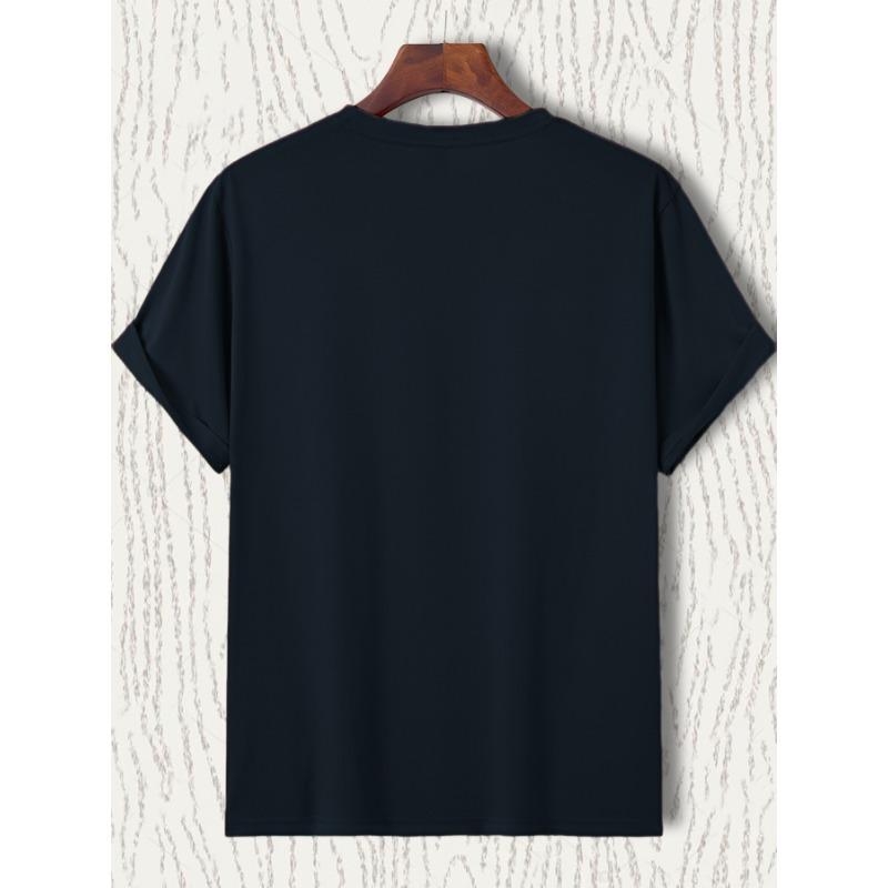 European Size Men'S Casual Crew Neck T-Shirt with "Hustle and Grind" Graphic Print, Lightweight Cotton, Summer Streetwear for Adults