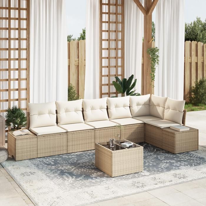 VidaXL Ensemble de canapé de jardin 7 pièces avec coussins en rotin marron 3347091