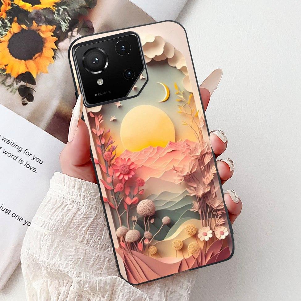 For Asus ROG Phone 9 Pro Back Cover For Asus ROG Phone 9 Case Silicone Cute Cat Luxury Love Funny Painted Shockproof Bumper