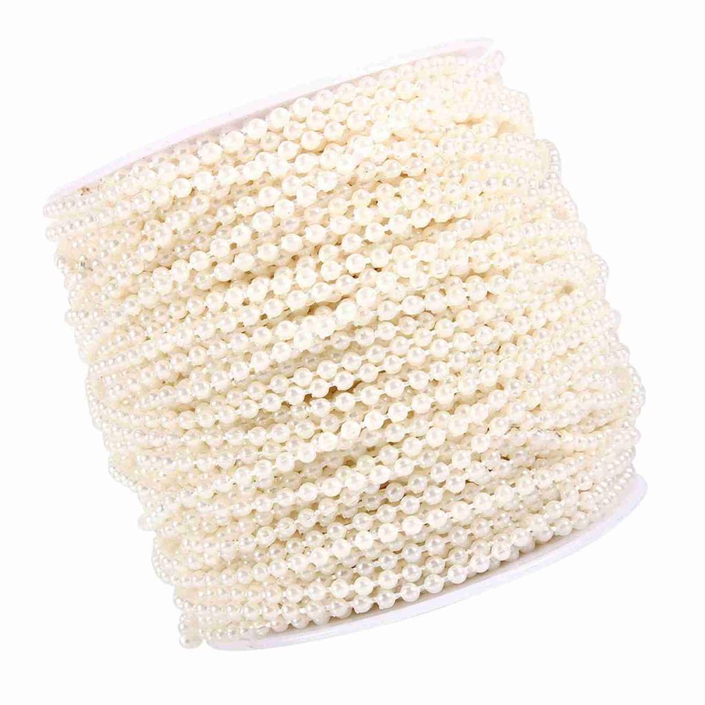 50M Roll 3mm Fishing Line Pearls String Beads Chain Garland Wedding Decoration Centerpieces White