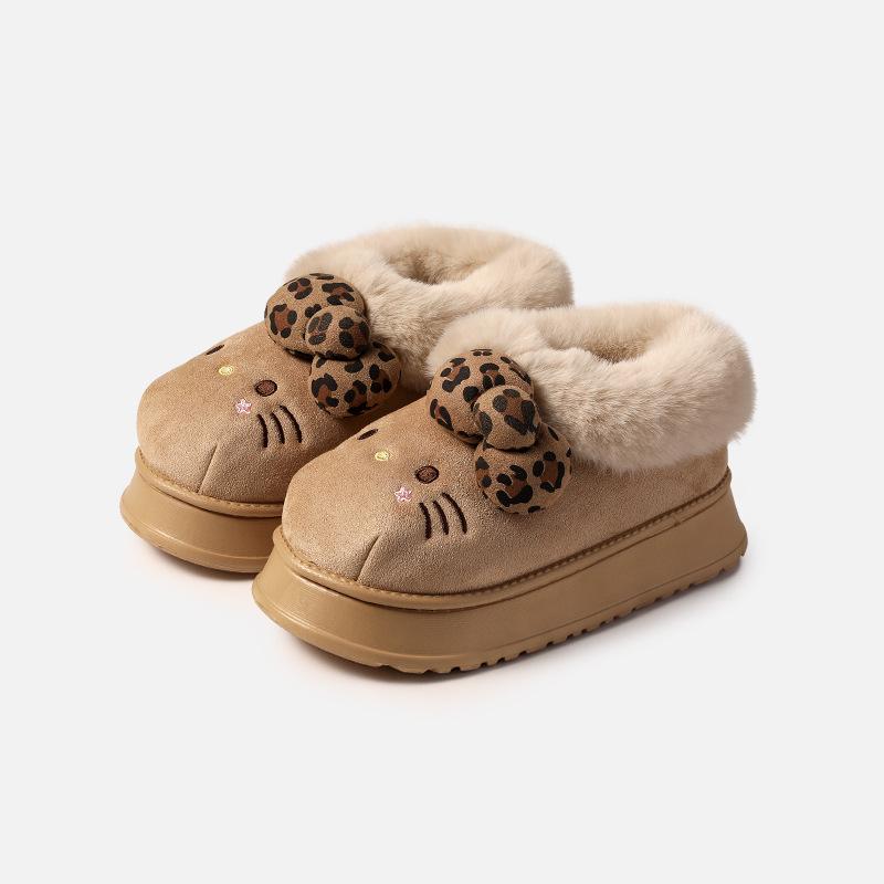 Genuine Sanrio Cartoon Furry Slippers - Women's Non-Slip Warm Winter Indoor Slippers with Plush Cotton and Velvet