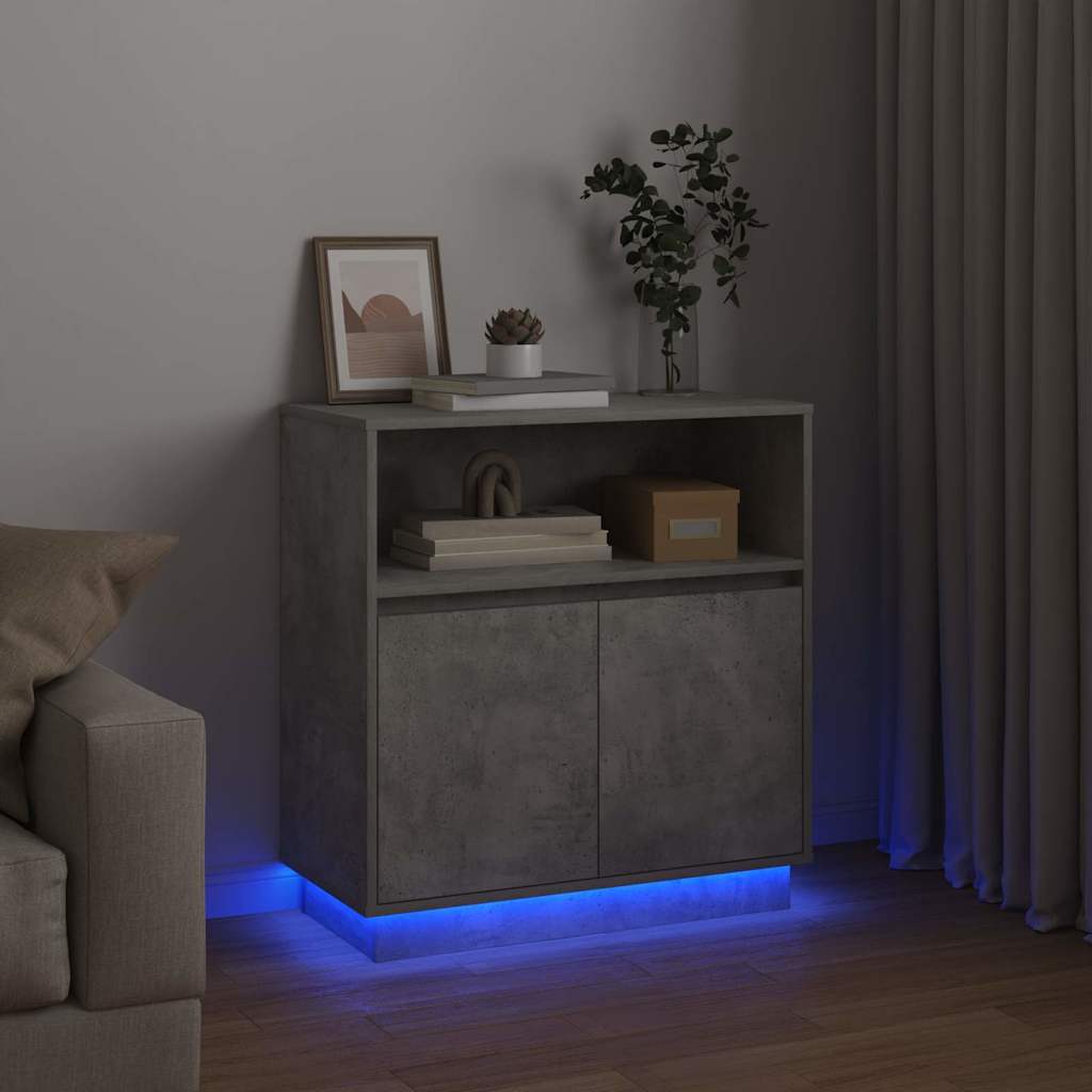 LED Sideboard Concrete Grey 71 x 34.5 x 75 cm Particle Board