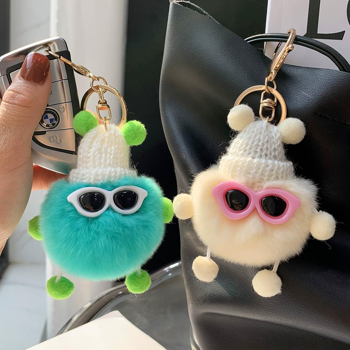 

Real Rex Rabbit Hair Coal Ball Elf Ins Internet Celebrity Cute Bag Pendant Plush Doll Car Keychain Pendant