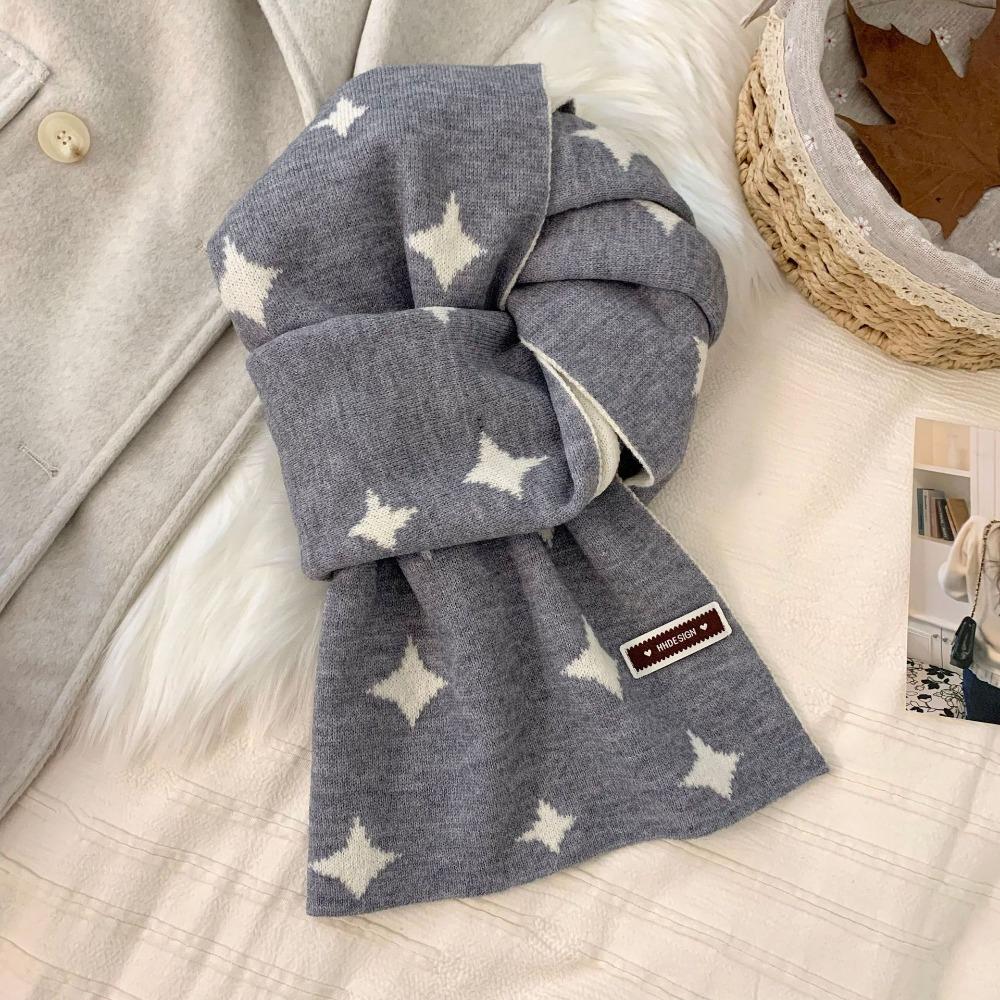 Soft Star Pattern Neckerchief Korean Style Cashmere Knitted Shawl Women Winter Scarf  Autumn Winter