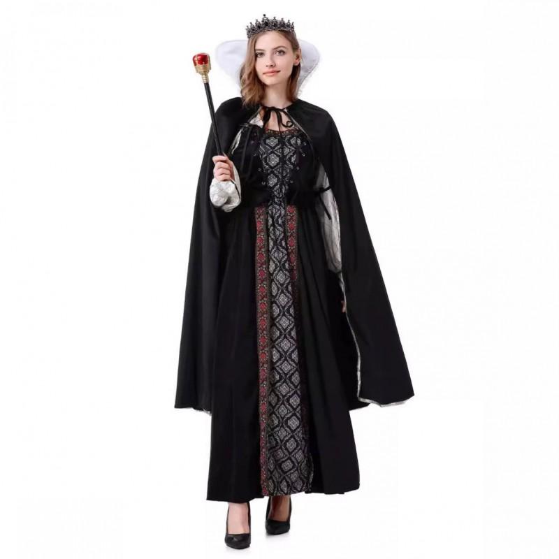 M-XXL Halloween Medieval Queen Cape Cosplay Costume Vintage Court Style Performance Outfit