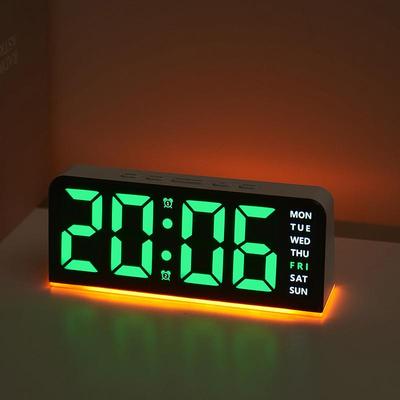 Digital Alarm Clock with Mood Light TEMP Date Week 2 Alarms Snooze Table Clock 4 Levels Brightness 12/24H Electronic LED Clock