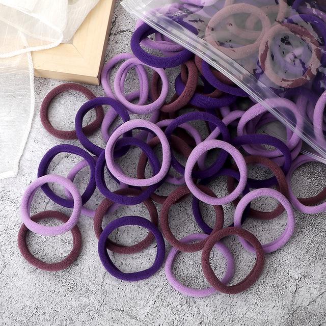 50 Solid Color Elastic Hair Ties - 4cm Girl's Ponytail Rings, Hot Sale Hair Accessories