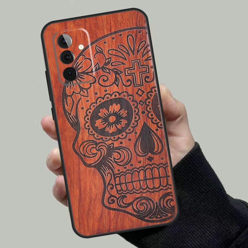 Natural Bamboo Wood Animal Print Case For Samsung Galaxy A56 A36 A16 A33 A13 A23 A52 A32 A12 A54 A34 A14 A53 A15 A35 A55 A17