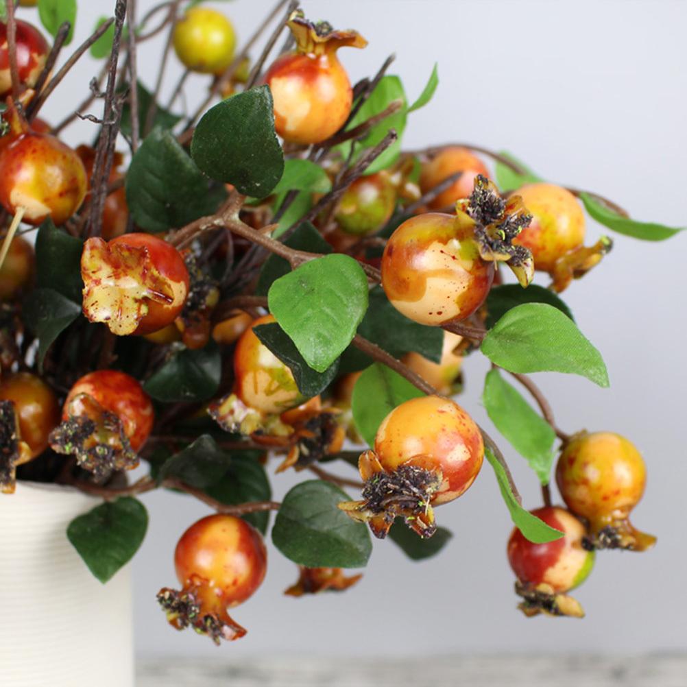 Group of 5 Artificial Rosehip Berries Glossy Finish Christmas Holly Alternative Floral Accessories Home Decor