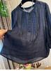 Women's Retro Embroidered Mid-Sleeve Ramie Chiffon Shirt - Lightweight, Loose, Slightly Sheer, Summer 2025 Edition.