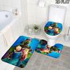 3pcs Revolting Rhymes Pattern Flannel Nonslip Absorbent Washable Decorative Bathroom Home Toilet Seat Cover Mat