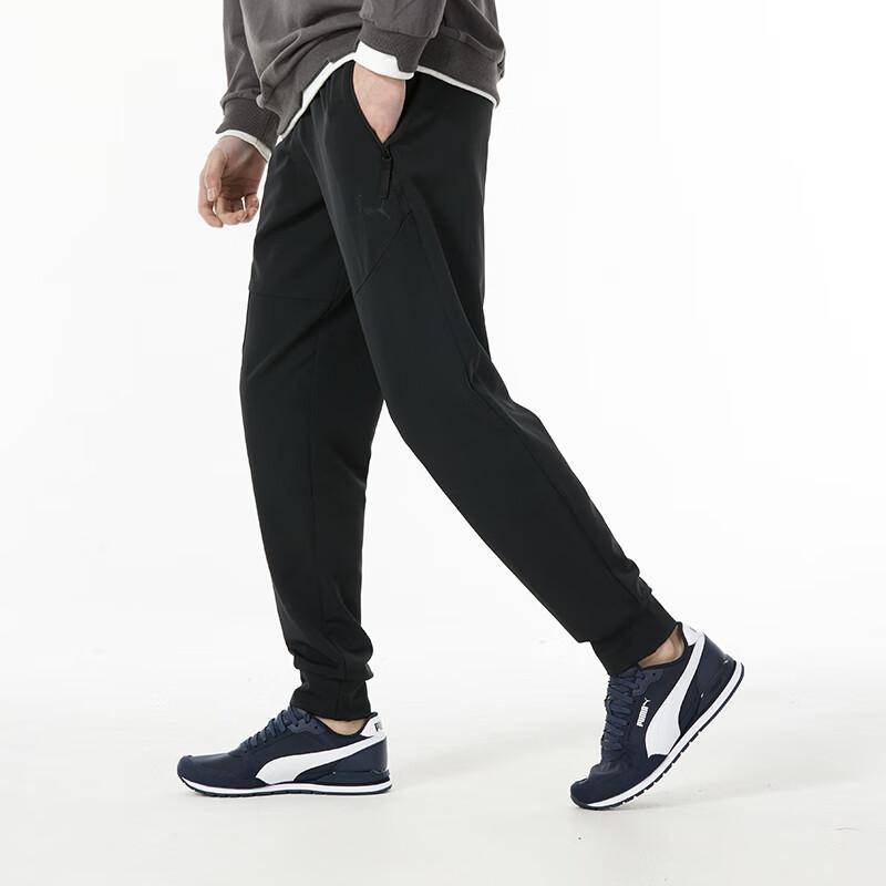 Puma Solid Color Drawstring Tapered Running Fitness Training Woven Pants Men Bottoms Black 626177-01