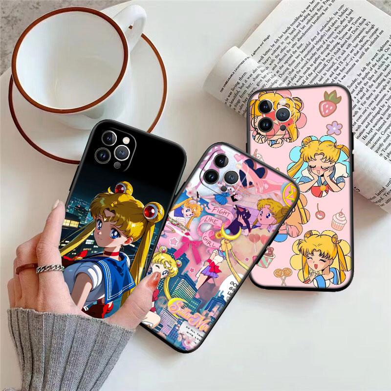 TR34 S-Sailors Art M-Moon Shell Phone Case for Samsung Galaxy S20 S21 S22 Ultra FE Plus A21S A22 A24 A25 A26 A30 A30S A31