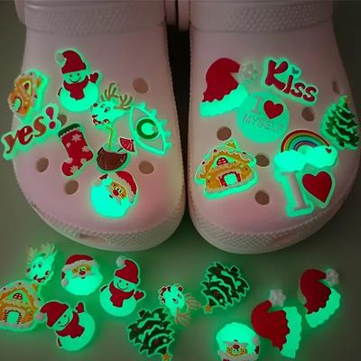 7pcs Festive Luminous Christmas Shoe Charms for Clogs & Sandals Durable PVC Cartoon Santa Decorations DIY Access Holiday Gift