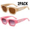 2PACK Vintage Small Frame Rectangular Goggles Women Hip Hop Punk Sun Eyeglasses Men Bar Party Eyeglasses Premium Design Glasses De Sol
