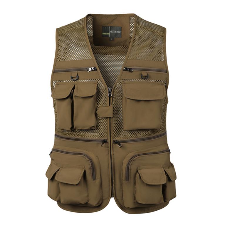 Summer Mesh Vest for Middle-Aged and Elderly Men - Multi-Pocket Sleeveless Fishing & Photographer Jacket