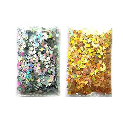 Gold Silver Star Moon Table Confetti 15g Iridescent Metallic Colorful Party Decoration