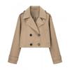 ZA Womens Double-Breasted Short Trench Coat Jacket Casual Elegant Outerwear Daily Commute