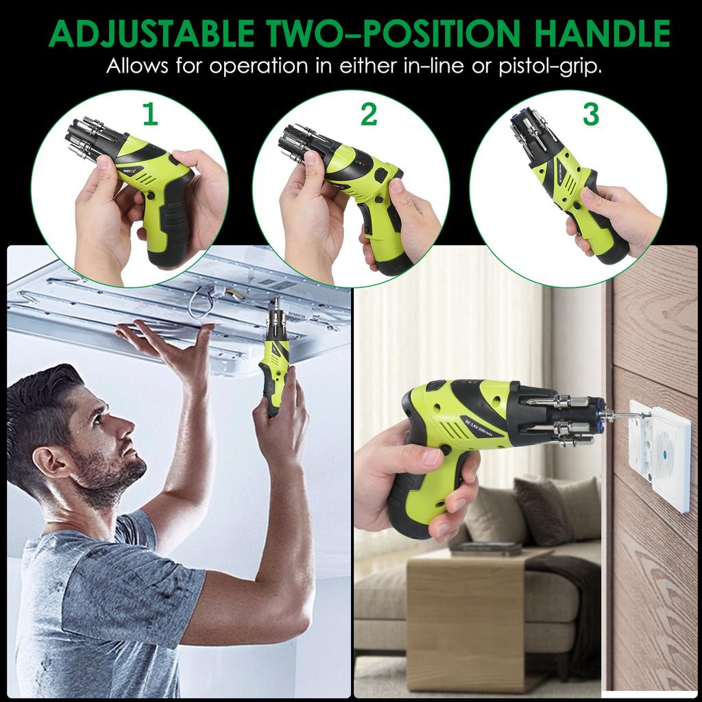 3.6V Rechargeable Cordless Screwdriver Kit 1/4 Inch Drive 6N.m Power Screwdriver Set with