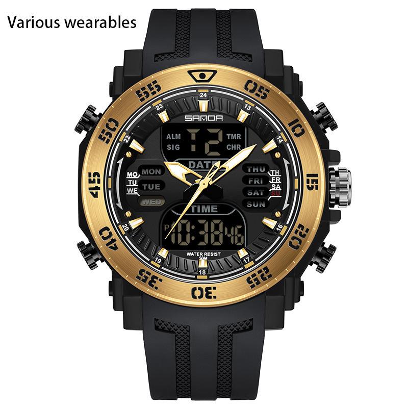 New Style Men's Watch Fashion Trend Youth Electronic Watch Multi-function Steel Ring Watch