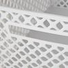 Large White Decorative Storage Basket with Cut-Out Handles Durable Plastic Mesh Design Ideal Organizing Home Office Garage Toys