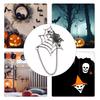 Punk Spiders Net Lapel Pin with Chain Halloween Costume Jewelry Accessories for Women Men, Punk Chain Brooch Lapel Pin