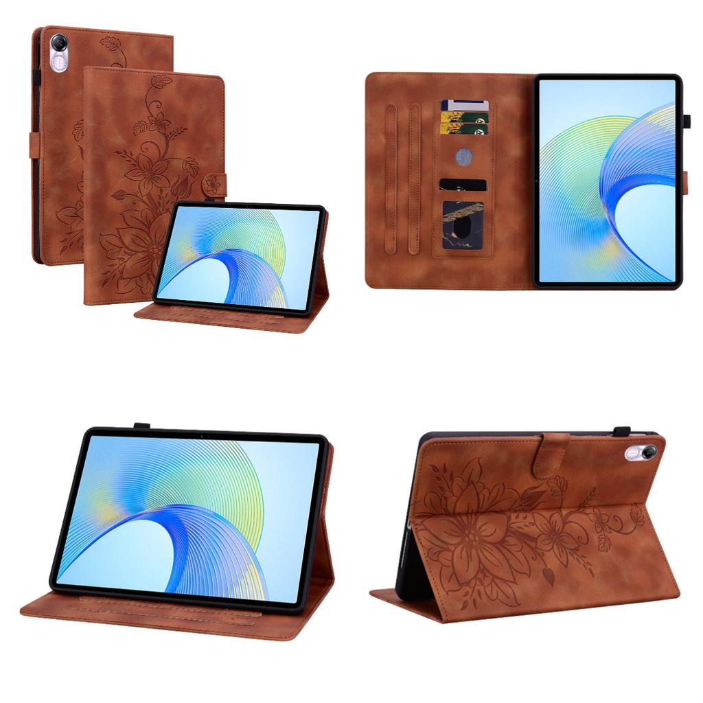 For Honor Pad X8 Pro. PU Leather Exquisite Floral Embossed Design Tablet Case