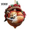 Seasonal Tree Ornaments Forest Animal Acorn Hanging Ornament, 2D Acrylic Flat Printed Thoughtful Christmas Gifts Decor for Christmas, Woodland