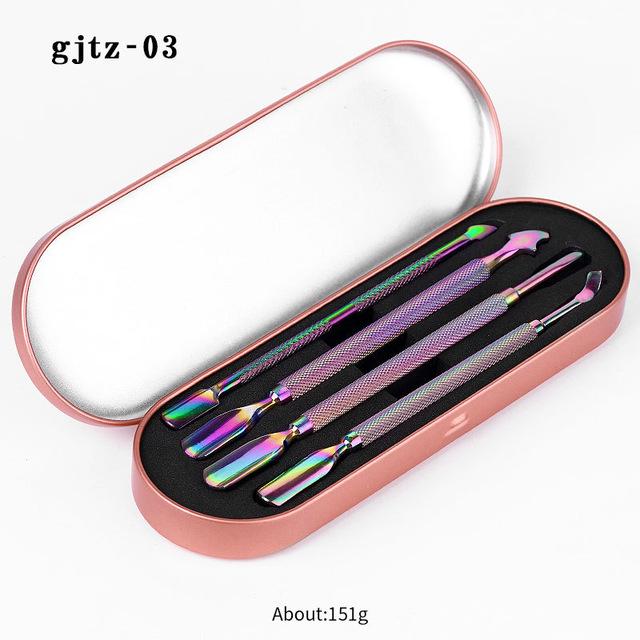 Manikyr pincett i rostfritt stål Färgglad titanuppsättning Pro Nagelsaxar Clipper Tools Acne Needle Beauty Tool Kit