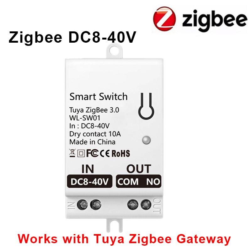 Tuya Smart Dry Contact Zigbee WiFi Switch Module Smart Home DIY Breaker Relay DC 8-40V AC 85-265V Works with Alexa Google Home