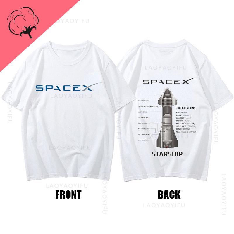 

Тема SpaceX Starship Блакитний Літні Футболки зі 100% Бавовни для Чоловіків та Жінок Новинка Крутий Принт Футболка Звичайний виріз Короткий рукав S