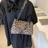 Chic Vintage Leopard Print Chain Shoulder Moon Bag In Black Khaki Brown For Trendy Style