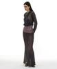 Partimento Woman Lace Flare Maxi Skirt_Charcoal