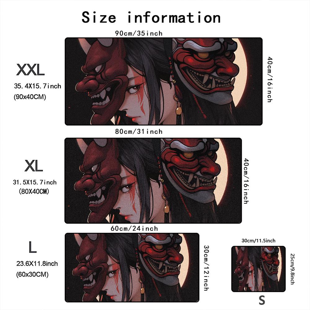 Mask anime girl Mouse Pad Large Computer Office Game Table Mats XXL Rubber Anti-slip Gaming Keyboard Mousepads Long Desk Pads