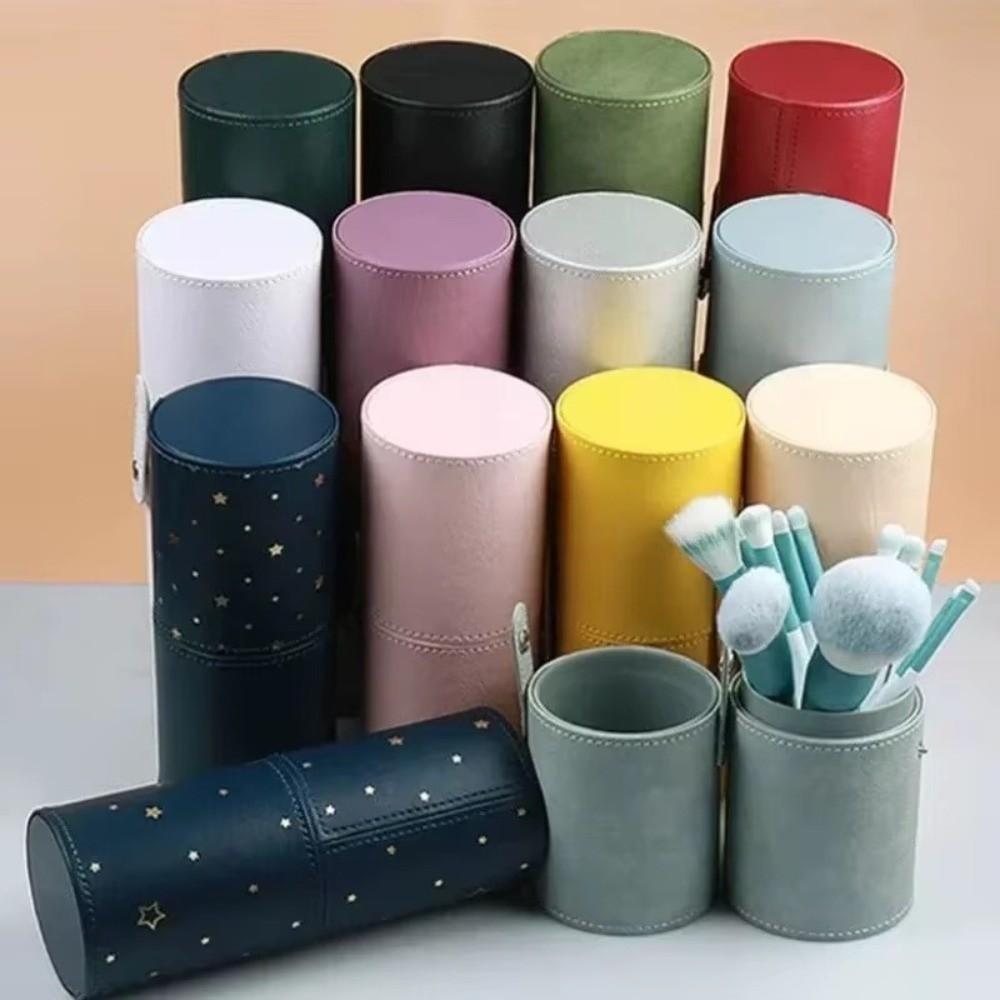 Waterproof Makeup Brush Bucket PU Leather Makeup Brush Organizer