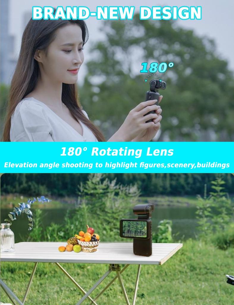 Sxhlseller 5K Ultra HD Action Camera 36MP Digital Camera WiFi Vlogging Camera with IPS Rotatable Touchscreen 10X Digital Zoom - 3.5-inch &