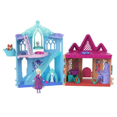 Mattel Disney La Reine des Neiges La Reine des Neiges Animaux d'Arendelle Elsa et le Château de Glace Maison de Poupées de Luxe Ensemble de Jeu d'Imitation avec 1 Mini Poupée pour Enfants à Partir de 3 Ans Bleu