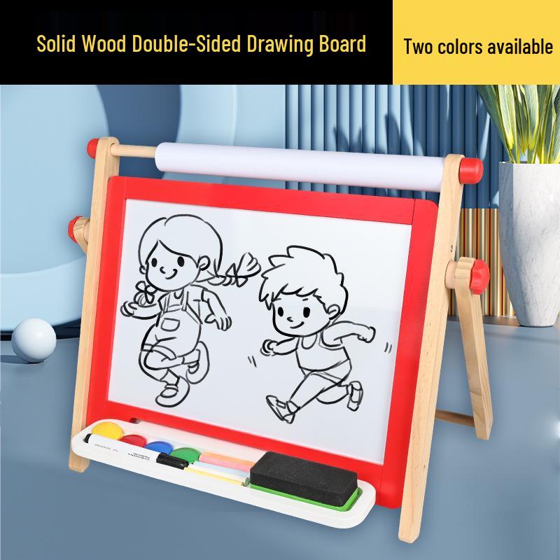 Educational Double-Sided Wooden Interactive Drawing Board for Kids