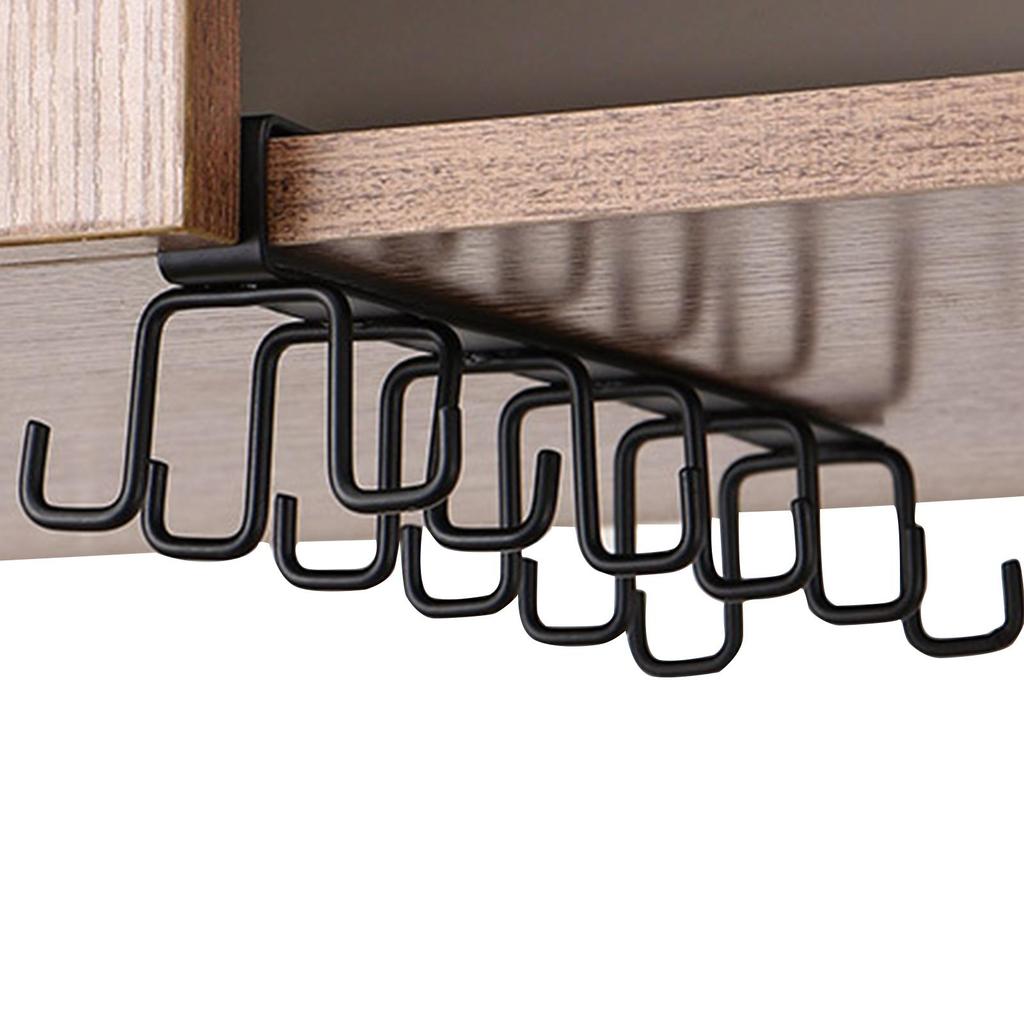 Vas pohártartó szekrény alatt - kávéspohár bögretartó konyhai kétsoros kampós-akasztós kampós állvány