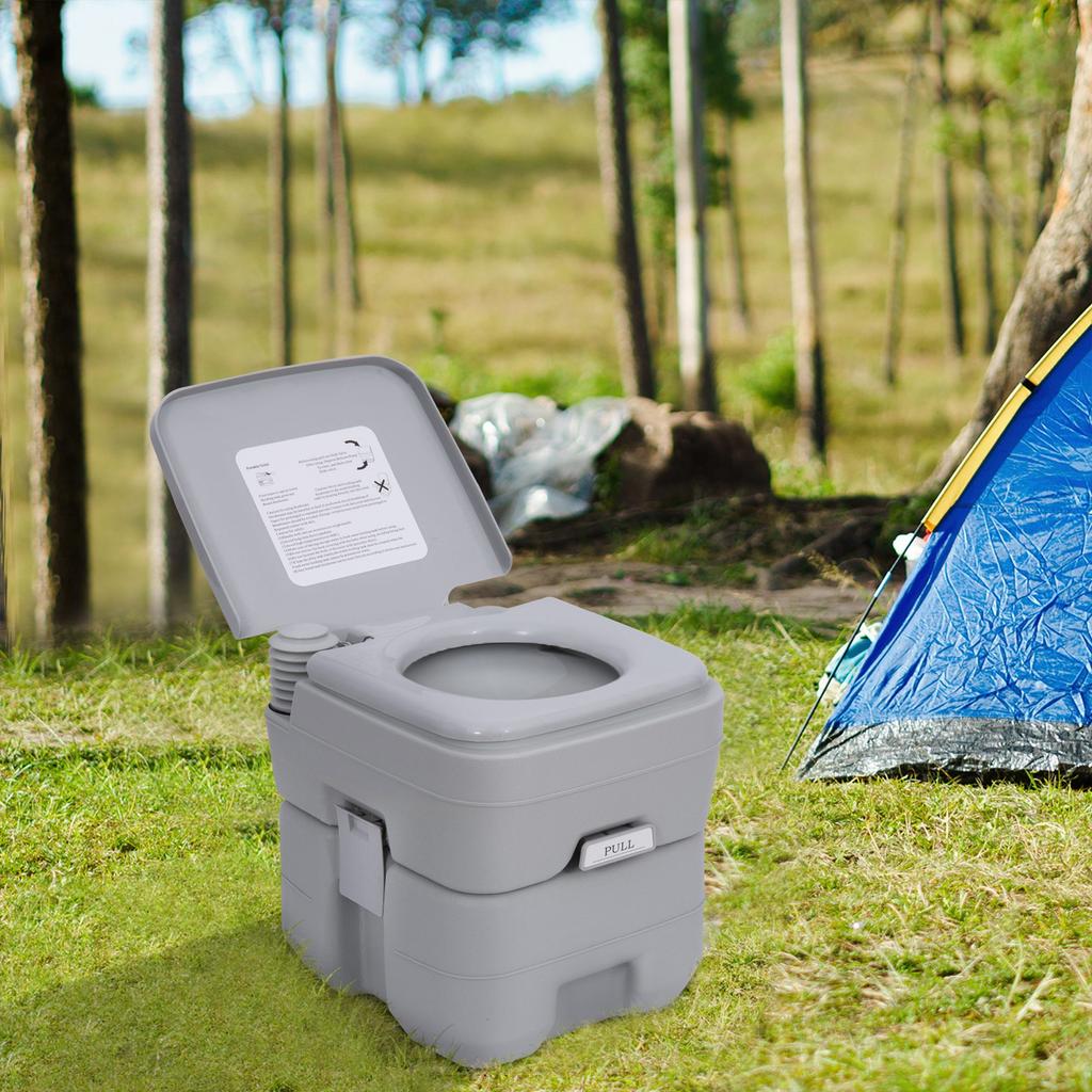 Portable Camping Toilet, 20L Flushable Porta Potty Portaloo with 2 Detachable Tanks