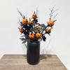 Halloween Artificial Pumpkin Bouquet Decor - Black & Orange Spooky Ghostly Pumpkins with Bats,Home Decorators, Party Centerpiece