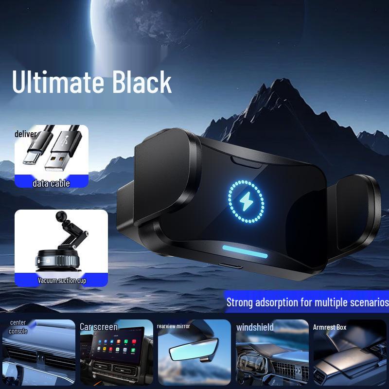 Car Wireless Fast Charger & Shockproof Phone Holder with Automatic Clamping