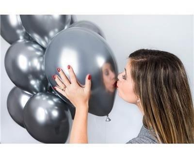 Balony Lateksowe, Srebrne Shiny Chrom, 33Cm, 50 Szt.