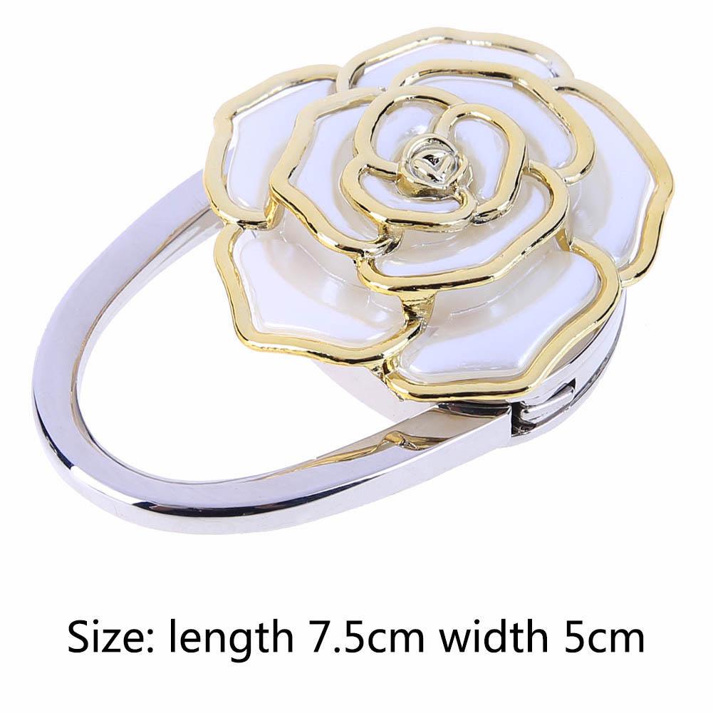 Metal Hanger Hook Holder Unique Folding Rose Pattern Fashion Table Hook 1Pcs Alloy Purse Handbag Bag Parts Accessories