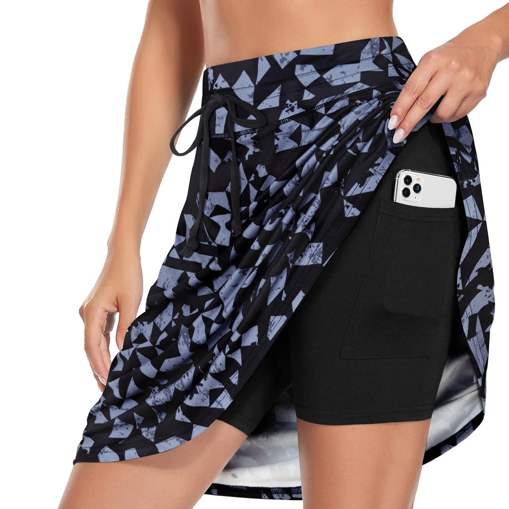 Women's Knee-Length Skirt Tennis Golf Casual Sports Skirt With Pockets