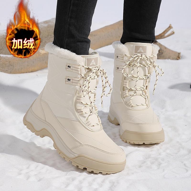 Thickened snow boots women's winter velvet thickened waterproof non-slip cotton shoes women's medium boots keep warm