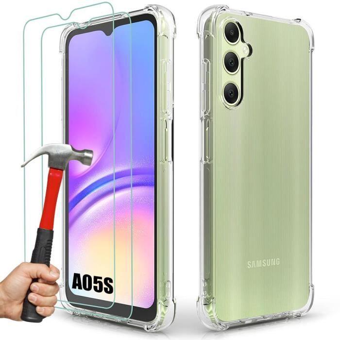 Coque pour Samsung Galaxy A05s - Protection Silicone Antichoc Transparent + 2 Verres Trempés (pas pour Galaxy A05)
